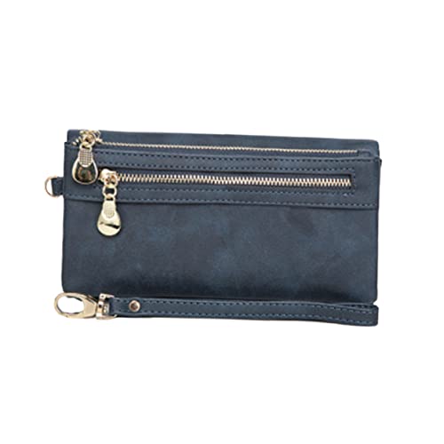 Vintage Pu Leather Handbag Wallet for Women Dark Clutch Purse Multipurpose Holder for Daily Use and Shopping