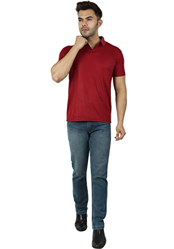 Image of Regular Fit Solid Men Polo Neck Collar T-Shirt Pack of 1 Maroon