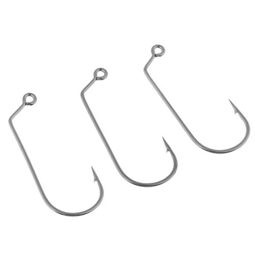 YIJU 100 Unidades de Anzol de Pesca Individual, Gabarito Grande, Anzol de aço de Alto Carbono - 3-0