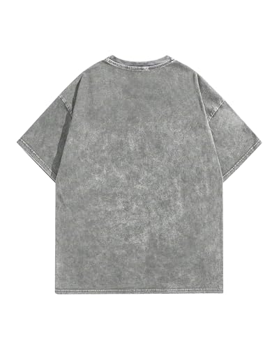 Men's Letter Graphic T Shirts Oversized Drop Shoulder Short Sleeve Vintage Streetwear Crew Neck Casual Tee Top2