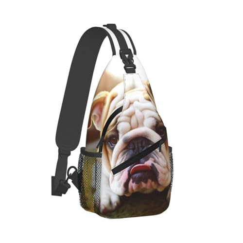 Bolso cruzado para hombre mochila diagonal con diseño bulldog miniatura 2