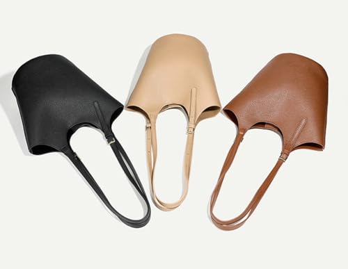 Image of Womens PU Leather Shoulder Bag Large Bucket Tote Purse Handbag Casual Top Handle Satchel 2pcs with Adjustable Strap