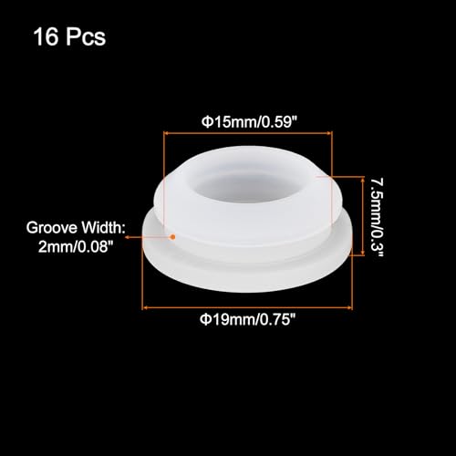 Image of MECCANIXITY 16pcs Silicone Snap in Locking Hole Plugs,15mm /0.6 Inch Mounting Diameter Narrow Groove Width 2mm Panel Seal Cover Round for Kitchen Bulkheads Waterproof Sealing Plugs Clear
