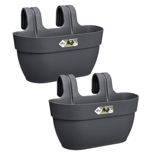 Elho Vibia Campana Easy Hanger M 36 - Fioriera per Balcone esterno - Set di 2 - Ø 36.0 x H 26.5 cm - Nero/Anthracite