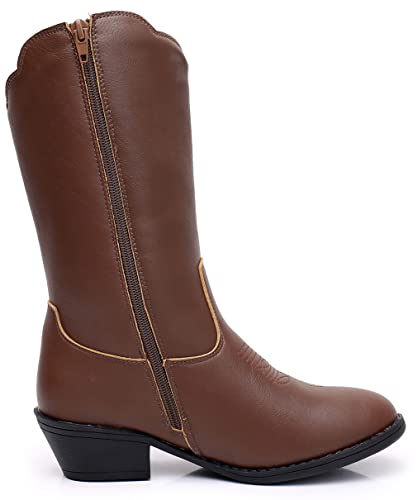 Apakowa Girls Cowgirl Boots Unisex-Child Mid Calf Toddler Cowboy Boot Little Big Kids Boys Western Riding Shoes (Toddler/Little Kid/Big Kid)3