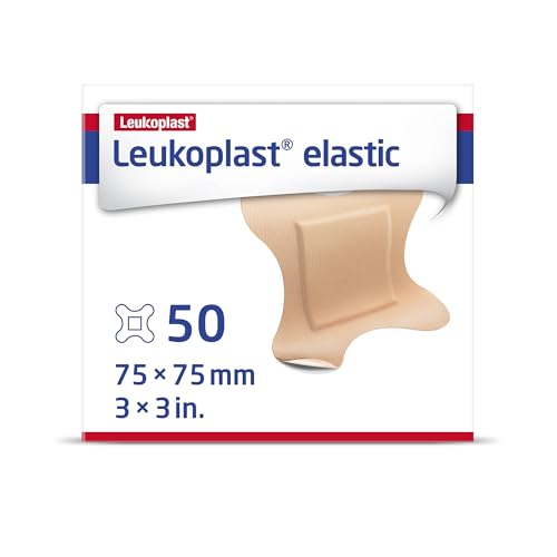 Leukoplast Elastic - Non-Sterile Wound Dressing Strips - Stretchable and Skin-Friendly First-aid Plasters - Ideal for Fingers Elbows Knees and Wrists - 4-Wing 3 x 3 in. Box of 50