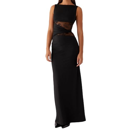 XIXIMAON Robe Longue Sexy Moulante Dos Nu pour Femme Robe de Soirée Cocktail Elégant sans Manches...