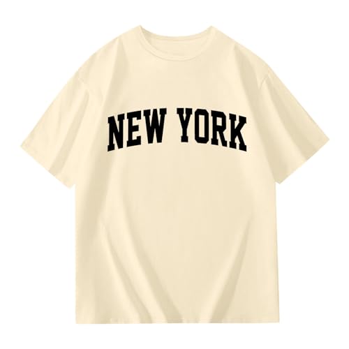 New York Oversized Tshirts for Girls Letter Print Graphic Tees Drop Shoulder Short Sleeve T Shirts Summer Casual Loose Tops4