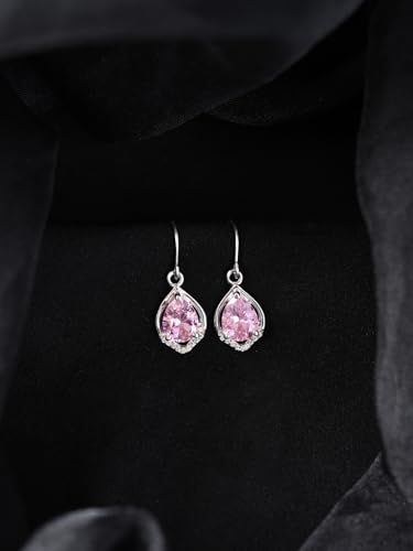 Image of Clara 925 Silver Jino Pink Solitaire Pendant Earrings Chain Ring for Women | Gift for Girl Girlfriend Wife | Rakhi Rakshabandhan Gift for Sister Bhabhi |Platinum Plated | Swiss Zirconia | Jewellery Set