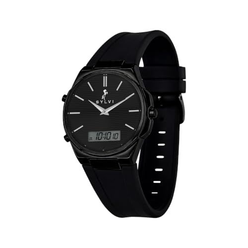 Image of Sylvi Blade Dual Time Analog Digital Silicone Strap Watch for Men