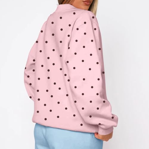 Polka Dot Sweatshirt for Women Oversized Crewneck Long Sleeve Pullover Tops - image 3