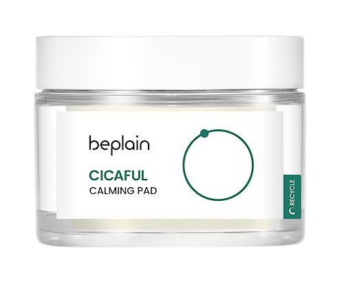beplain Cicaful Calming Pads (60counts) | Centella Hydrating & Soothing Toner Pad | Gentle Facial Peels & Resurfacing Treatment | Daily Exfoliating For Sensitive, Acne Prone Skin | Be Plain