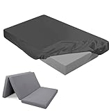 Breling Fitted Sheet (Sheet Only) Compatible with Milliard Trifold Mattress Folding Mattress Fitted Microfiber Bedsheet for Camp Bunk Rvs Bed(Full,4'',Dark Gray)