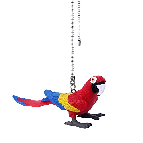 Image of Parrot Ceiling Fan Pull Chain,12in Vivid Bird Fan String Pulls Charm Extension Decorative,3mm Diameter Beaded Fan Light Pull Chains Extender Ornaments with Connector for Kids Room