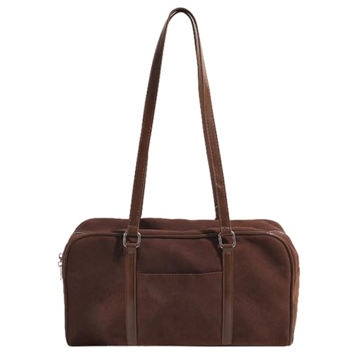 Women Faux Suede Shoulder Bag Fashion Underarm Bag Large Capacity Elegant Shoulder Purse Zip Closure Vintage Commuti