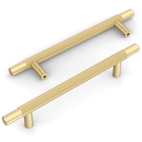 Amerdeco 10 Pack Brushed Gold Knurled Cabinet Pulls 5 Inch Hole Centers Kitchen Cabinet Handles Hardware Kitchen Handles for Cabinets Handles IH0006… by Amerdeco - Used condition - Image 2
