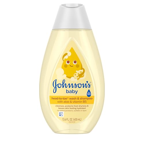Johnson's Baby Head-To-Toe Baby Wash & Shampoo + Aloe & Vitamin B5, 2-in-1 Bath Wash Gently Cleanses Newborn's Delicate Skin & Hair, Hypoallergenic,...
