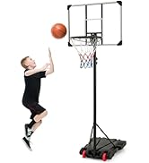 GOPLUS Jeu de Basketball Arcade avec 2 Paniers, 4 Ballons pour Enfants, Machine de Tir Basket avec Pompe de Gonflage - Sport