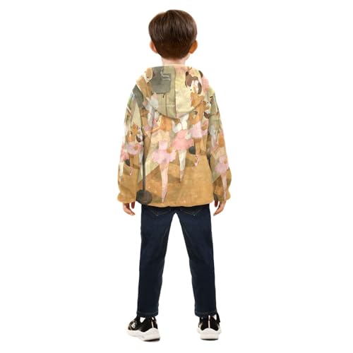 Cute Animals Dancing in Ballet Toddler Fleece Jacket Girl Boys Hooded Fleece Jacket Coat Warm Outwear Zip-up 3-10T4