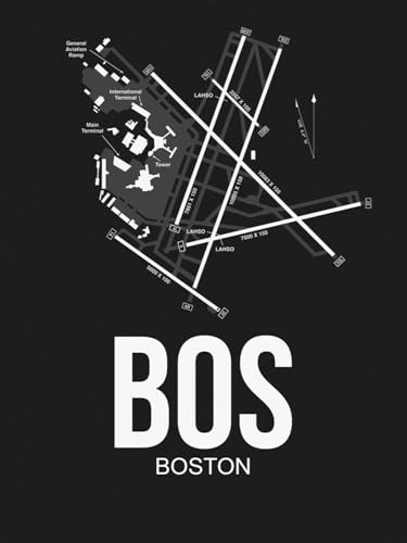ART.COM Wall Art Print BOS Boston Airport Black by NaxArt,
