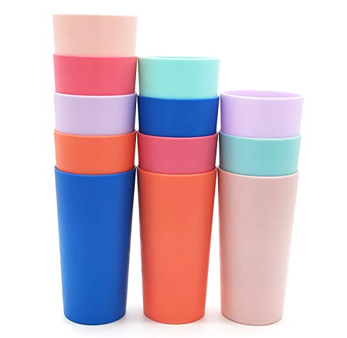 Unbreakable 26-ounce Plastic Tumbler Drinking Glasses, Set of 12 Multicolor - Dishwasher safe, BPA Free - Thumbnail 3