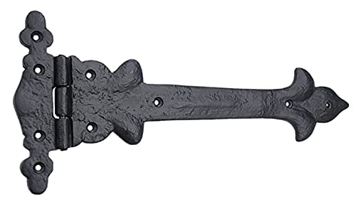 Image of Adonai Hardware Adonijah Antique Cast Iron Strap T Hinge (12 inch X 2 Pack, Matte Black) for Barn Doors, Gates, Shutters, Garages, Wooden Box, Fences, Sheds, Furniture, Chest and Trunks