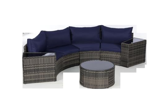 HXCQYGL 7 Piece Half Moon Curved Outdoor Sectional Patio Furniture