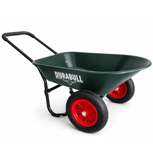 Durabull Carriola da giardino a 2 ruote, 78 litri, resistente, design stabile con doppia ruota, telaio in acciaio, peso 12 kg