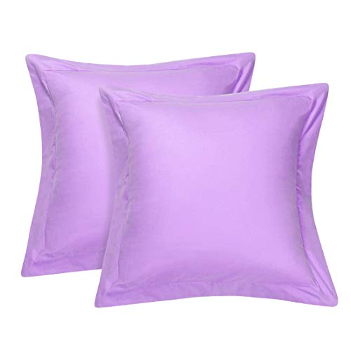 Image of Sourcingmap Pillow Shams Oxford Pillow Cases Egyptian Cotton 300 Thread Count Solid/Plain Pattern Set of 2 Lilac Square(46cm x 46cm)