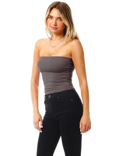 Image of MixMatchy Women's 3 Pack Tube Top Built-in Bra Strapless Ruched Bandeau