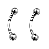 ZYTAIJEW 2pcs 16G 8mm G23 Titanium Internally Threaded 3mm Ball Helix Earrings Eyebrow Lip Navel Barbell Body Piercing