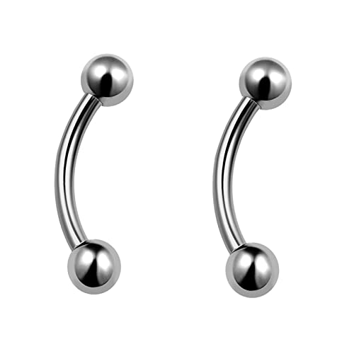 ZYTAIJEW 2pcs 16G 8mm G23 Titanium Internally Threaded 3mm Ball Helix Earrings Eyebrow Lip Navel Barbell Body Piercing