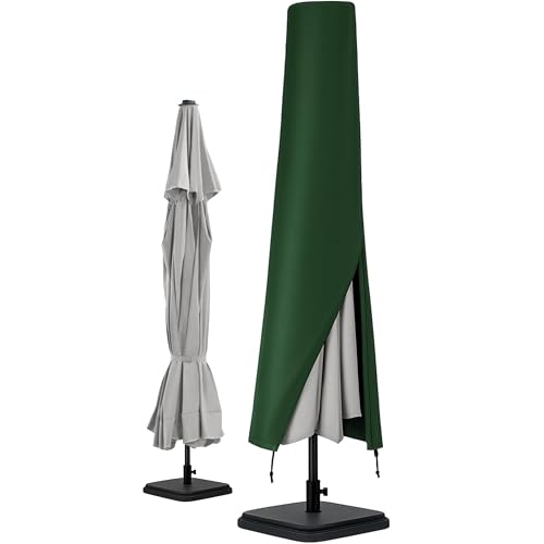 Parasol Covers Waterproof with Zipper (170 * 25 * 50 cm) - Parasol Covers Heavy Duty for Garden and Outdoor - Rip Proof UV Protection and Weather Resistant Parasol Cover for Garden Umbrella (Green)
