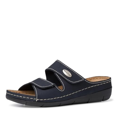 Chausson femme en cuir Tamaris bleu à talon compensé taille 39