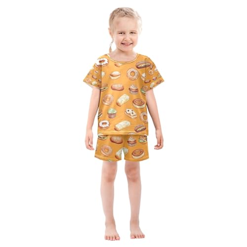 senya Orange Various Breads Summer Pajamas Set Short Cotton Sleepwear 2 Piece3