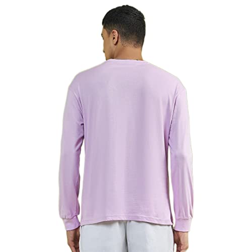 Image of Bewakoof Men's Solid Oversized Fit Full Sleeve Round Neck Cotton T-Shirt