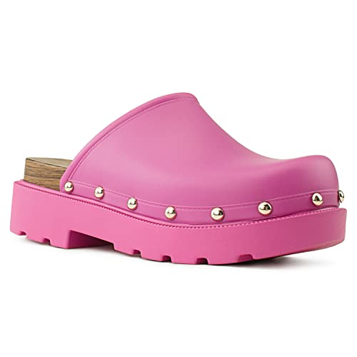 Rf Room Of Fashion Women's Jelly Closed Toe Clog Heel Sandals Pink Size.7 #TOP21