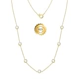 Poshadime 2.80 CTTW Bezel-Set Lab Grown Diamond Station Necklace for Women – 14K Yellow Gold Plated 925 Sterling Silver – VS1 Clarity E–F Color Diamonds, 18 Inch Minimalist Necklace
