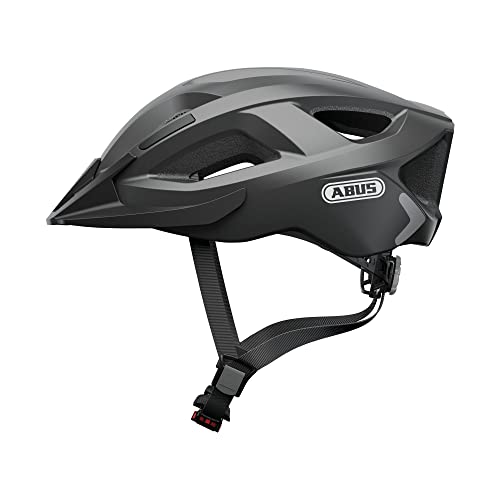 ABUS Stadthelm Aduro 2.0 - Allround-Fahrradhelm mit Licht - in sportivem Design für den Stadtverkehr - für Damen und Herren - Titan (gräulich), Größe M