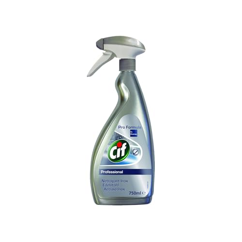 Cif Pro Formula Edelstahlreiniger für Theken und Küchen. Parfümfrei für Gastronomie und Lebensmittelbereiche, professionelle Formulierung, 6 x 750ml
