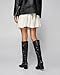 MUCCCUTE Black Rhinestone Boots for Women Square Toe Knee High Boots Chunky Heel with Side Zipper Sparkly Fashion Tall Boots for Ladies Size 6