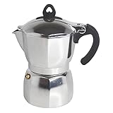 Imusa 3 Cup Stovetop Espresso Maker with Heart Shaped Knob, Silver