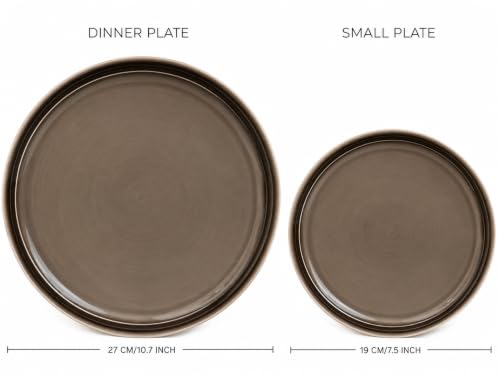 Image of Bodhi House Handcrafted Chip Resistance Porcelain Solid Dinner Set, 20 Pieces Dish Set Serving for 6, Microwave and Dishwasher Safe, Bone-Ash Free, Crockery Set for Dining and Gifting, Smoke Grey