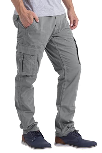 Mens Cargo Pants Casual Regular Fit 100% Cotton Multi Pockets Outdoor Hiking Security Work Pants Sizes 32W-44W2