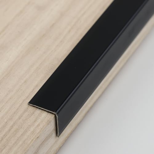 Image of Coengwui Aluminum Corner Guards, Peel and Stick L-Shaped Molding Trim for Wall Table Door Frame Protection and Decoration (Matte Black, 3Pcs x 2.9ft x 0.8in)