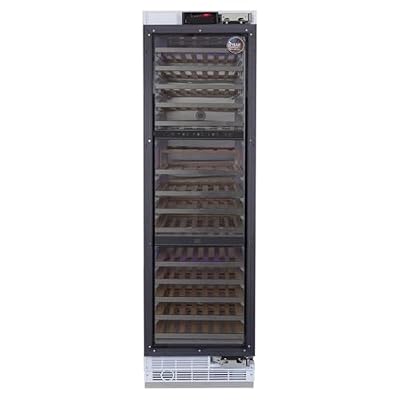 Pemberly Row 24" Built-in Panel Ready Wine Cooler, Three Zones, 100-Bottle Capacity, Wooden Shelves, LED Lighting, Reversible Door, Low-E Glass, Whisper-Quiet Compressor, Kitchen or Bar Use
