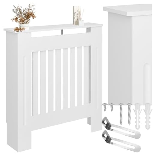 tectake® Cubre Radiador con Diseño de Lamas, Cubierta para Calefacción, Revestimiento para Radiadores, con Repisa Decorativa, Protección contra Calor, Fácil Limpieza, Escandinavo - 78 x 19 x 82 cm