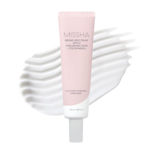 Image of MISSHA Glow Dewy Hydrating Sunscreen SPF 40, Korean Sunscreen for Face & Body, Broad Spectrum Moisturizing Sun Protection with Hyaluronic Acid + Tocopherol, No White Cast, 1.69 fl oz