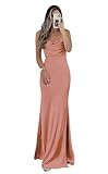 zcbang Vestidos para Damas De Honor De Boda Plus Size Satin Mermaid Summer Formal Bridesmaid Dresses for Women Dusty Rose V Neck Split Silk Wedding Guest Dress Long