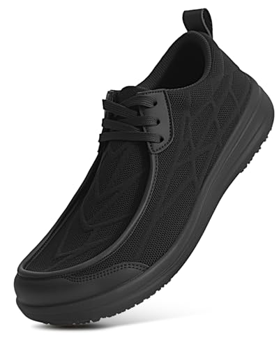 LUPWEE Non Slip Work Shoes for Men Water Slip Resistant Slip-on Food Service Sneakers Lightweight Breathable Restaurant Chef Kitchen Walking Shoes Black 13